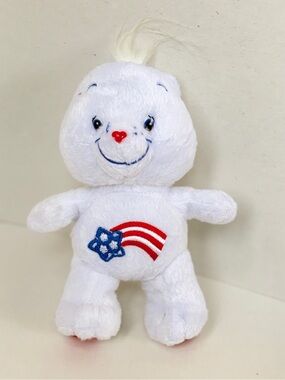2002 Care Bears America Cares, White Plush Toy / Stuffed Animal 8" Ltd Edition